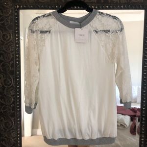Lace sleeve maternity top